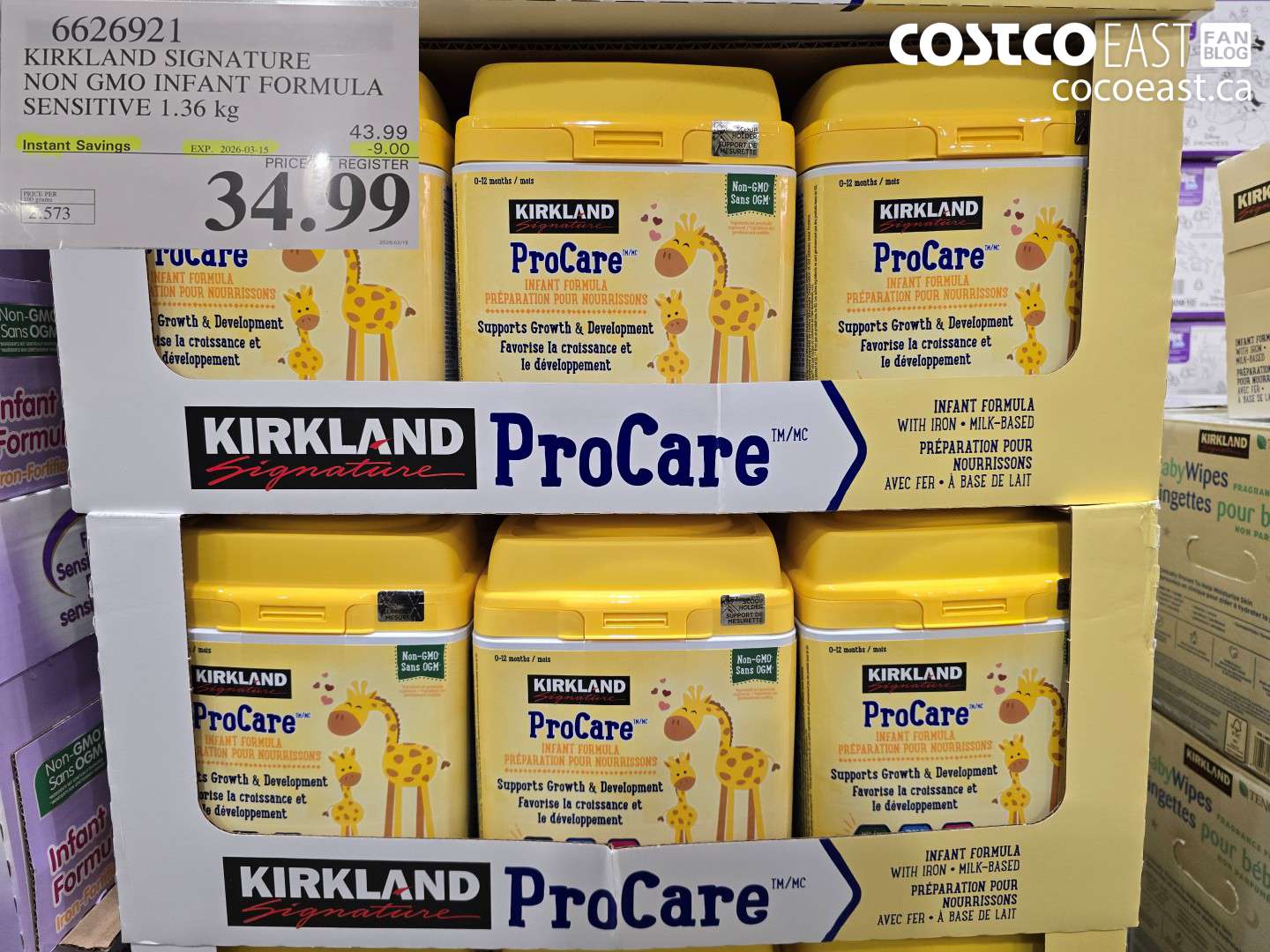 6626921 KIRKLAND SIGNATURE NON GMO INFANT FORMULA SENSITIVE 1.36 KG ($9.00 INSTANT SAVINGS EXPIRES ON 2026-03-15) $34.99