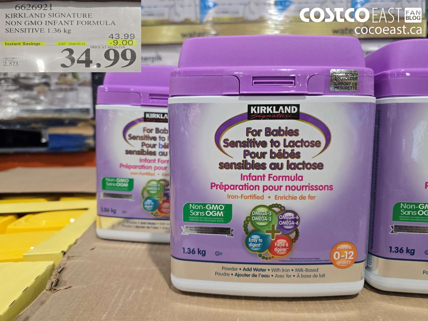 6626921 KIRKLAND SIGNATURE NON GMO INFANT FORMULA SENSITIVE 1.36 KG ($9.00 INSTANT SAVINGS EXPIRES ON 2026-03-15) $34.99