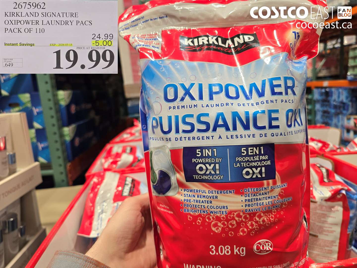 2675962 KIRKLAND SIGNATURE OXIPOWER LAUNDRY PACS PACK OF 110 ($5.00 INSTANT SAVINGS EXPIRES ON 2026-03-15) $19.99
