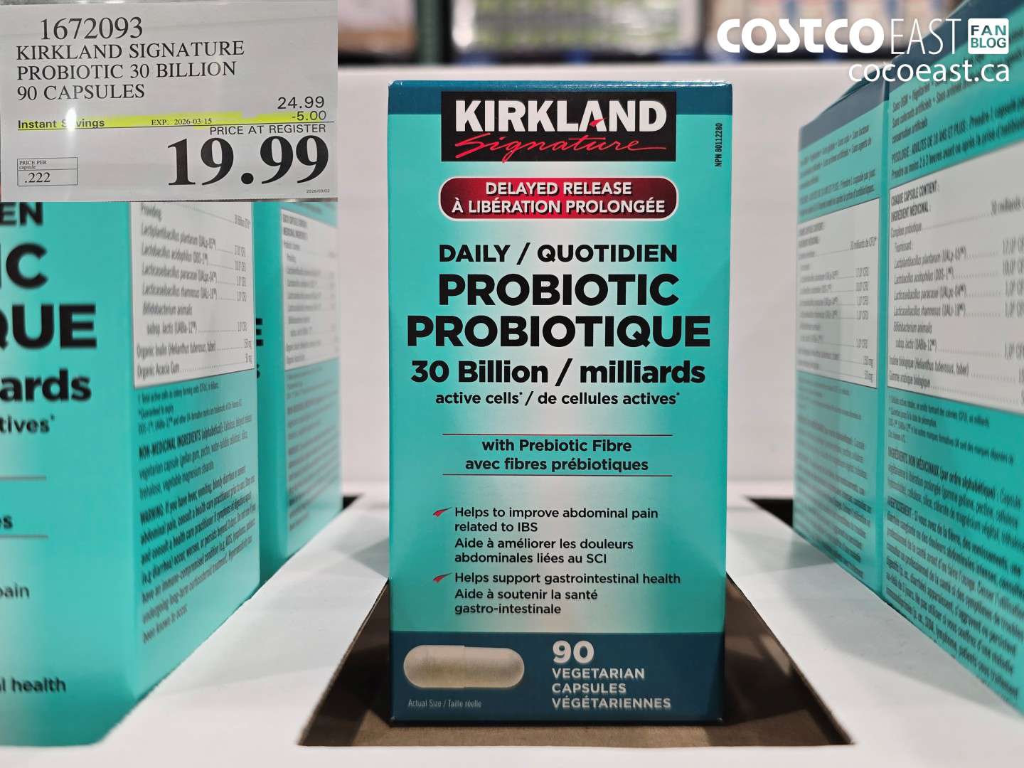 1672093 KIRKLAND SIGNATURE PROBIOTIC 30 BILLION 90 CAPSULES ($5.00 INSTANT SAVINGS EXPIRES ON 2026-03-15) $19.99