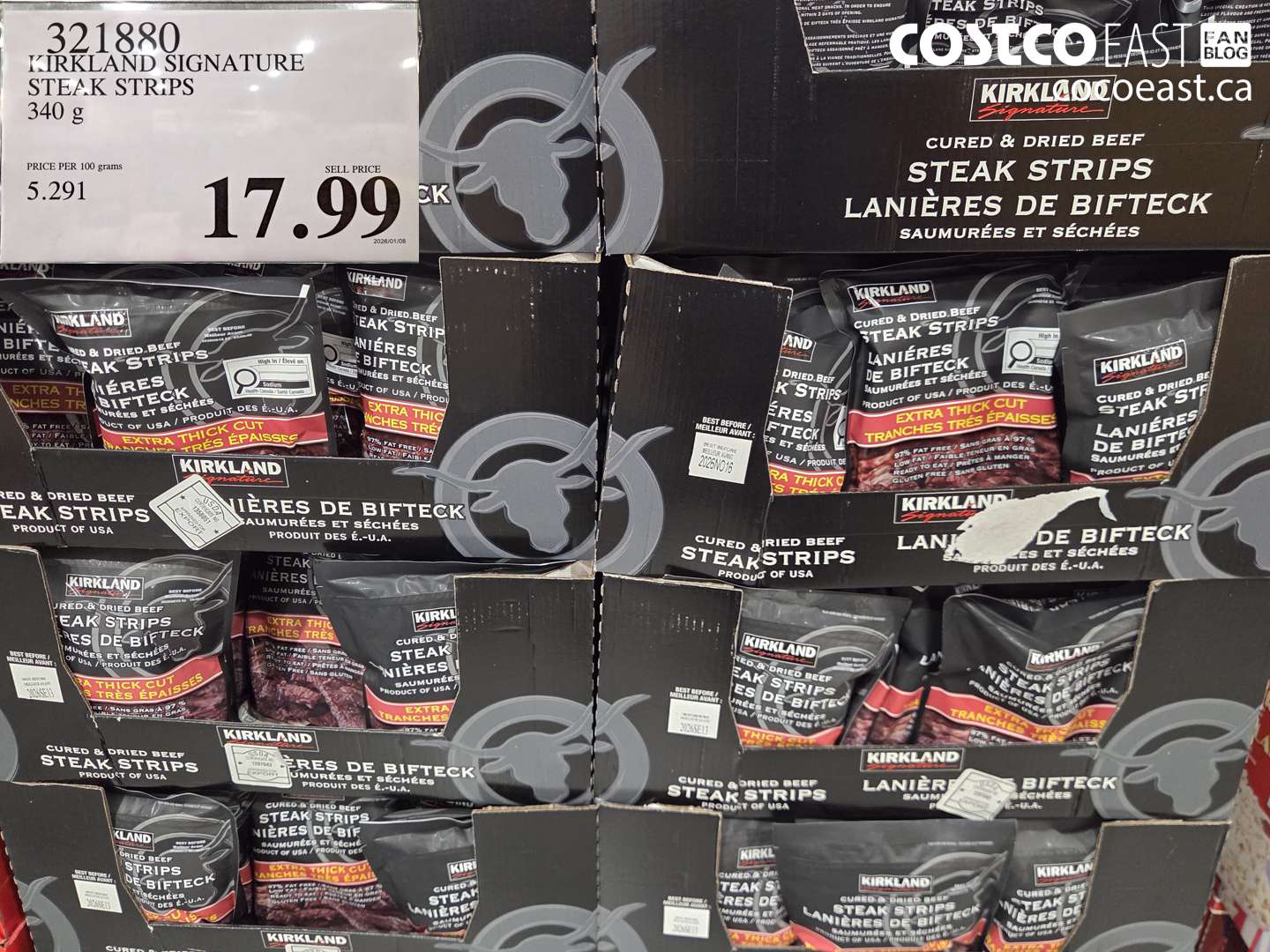 321880 KIRKLAND SIGNATURE STEAK STRIPS $17.99