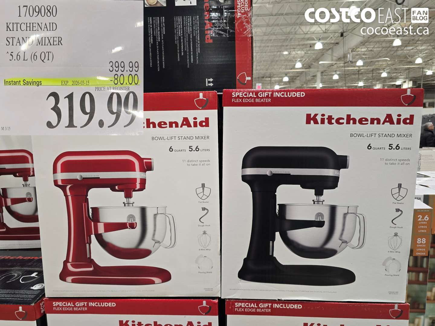 1709080 KITCHENAID STAND MIXER 5.6L (6 QT) ($80.00 INSTANT SAVINGS EXPIRES ON 2026-03-15) $319.99