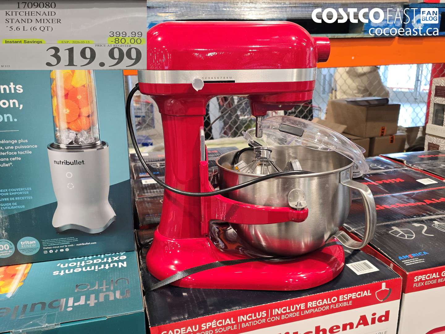 1709080 KITCHENAID STAND MIXER 5.6 L (6 QT) ($80.00 INSTANT SAVINGS EXPIRES ON 2026-03-15) $319.99