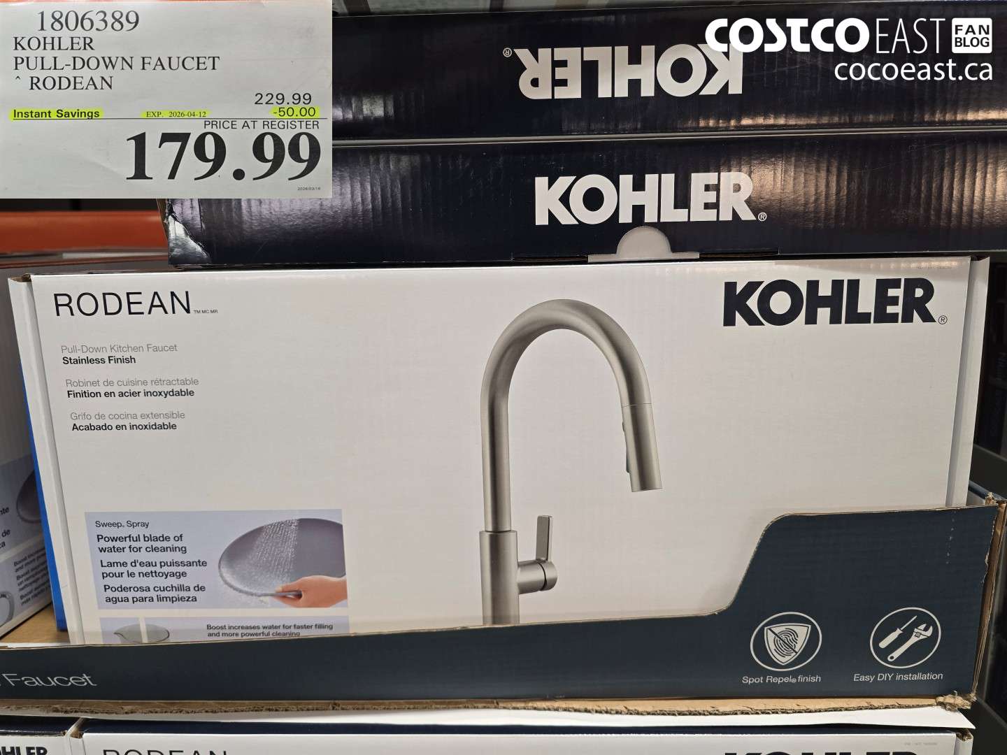 1806389 KOHLER PULL-DOWN FAUCET RODEAN ($50.00 INSTANT SAVINGS EXPIRES ON 2026-04-12) $179.99
