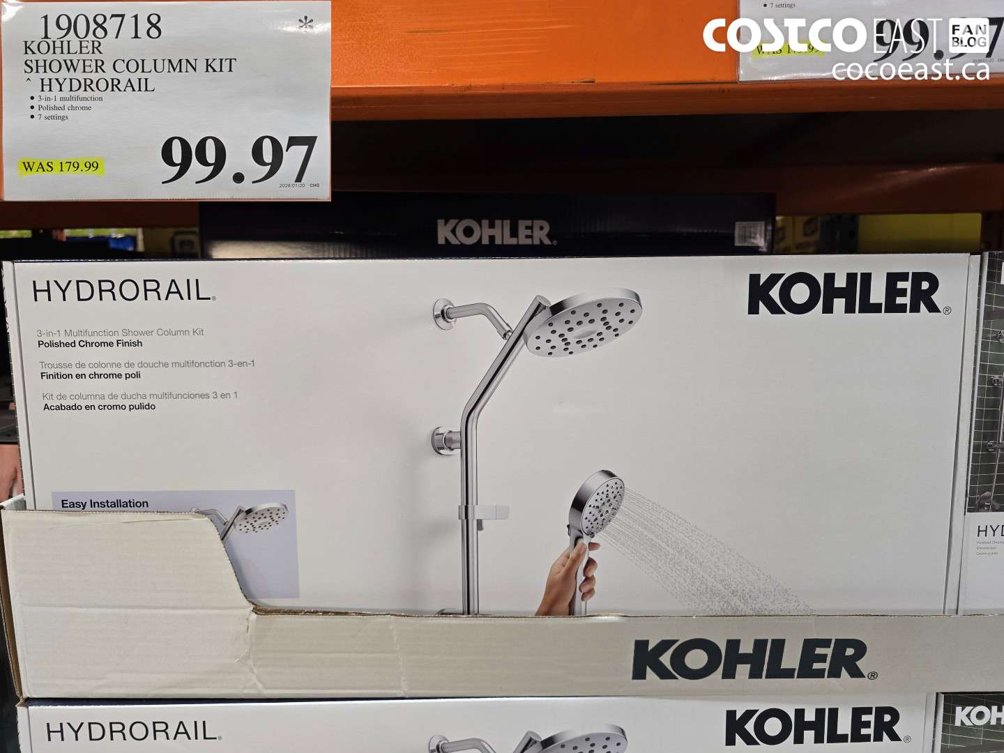 1908718 KOHLER SHOWER COLUMN KIT HYDRORAIL $99.97