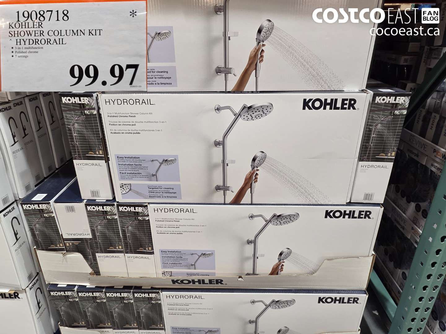 1908718 KOHLER SHOWER COLUMN KIT HYDRORAIL $99.97