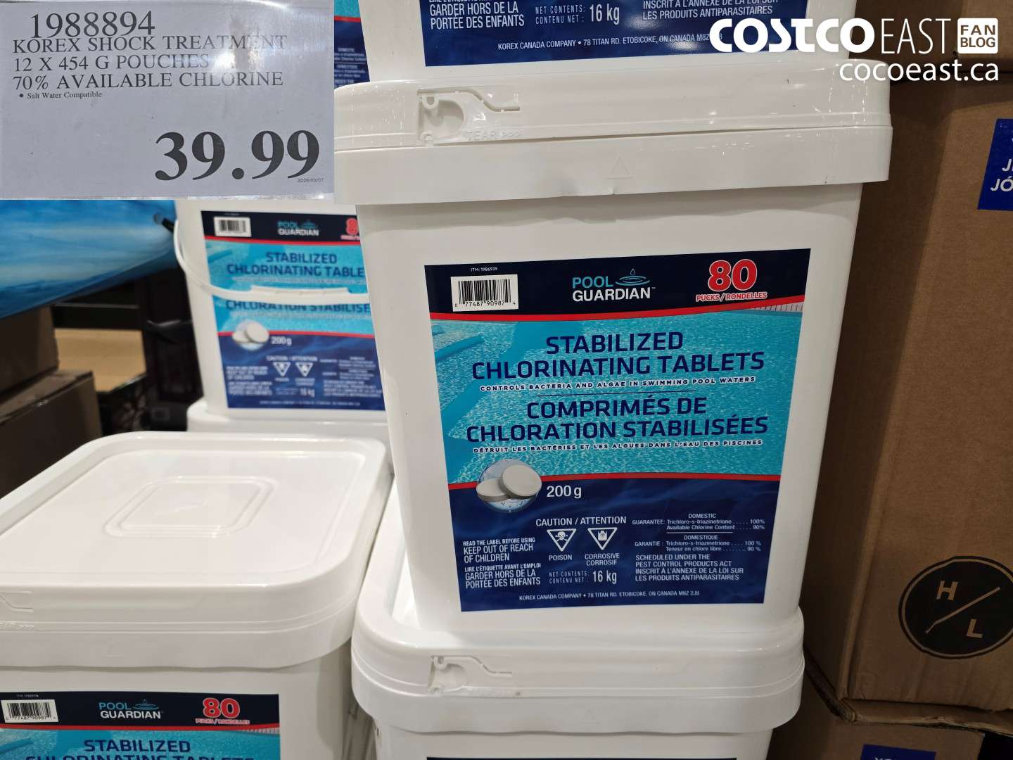 1988894 KOREX SHOCK TREATMENT 12 X 454 G POUCHES 70% AVAILABLE CHLORINE $39.99