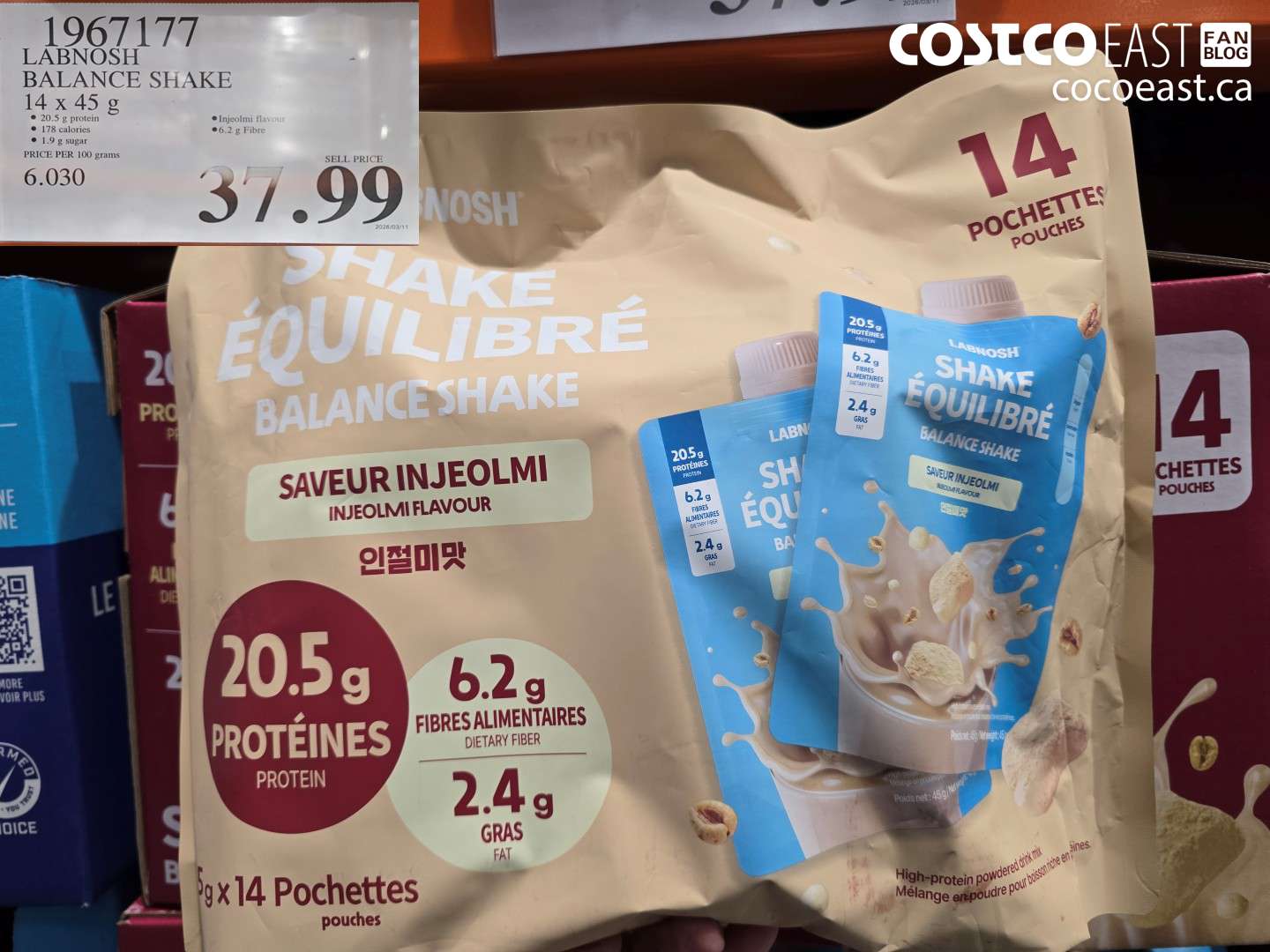 1967177 LABNOSH BALANCE SHAKE 14 X 45 G $37.99