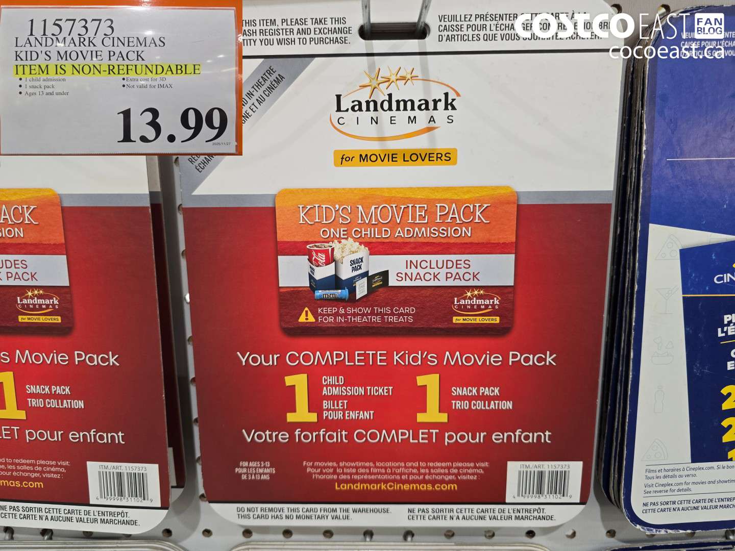 1157373 LANDMARK CINEMAS KID'S MOVIE PACK $13.99