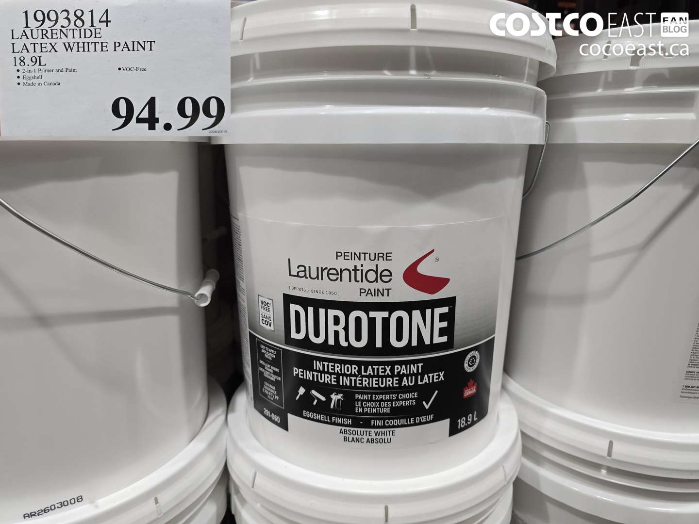 1993814 LAURENTIDE LATEX WHITE PAINT 18.9L $94.99