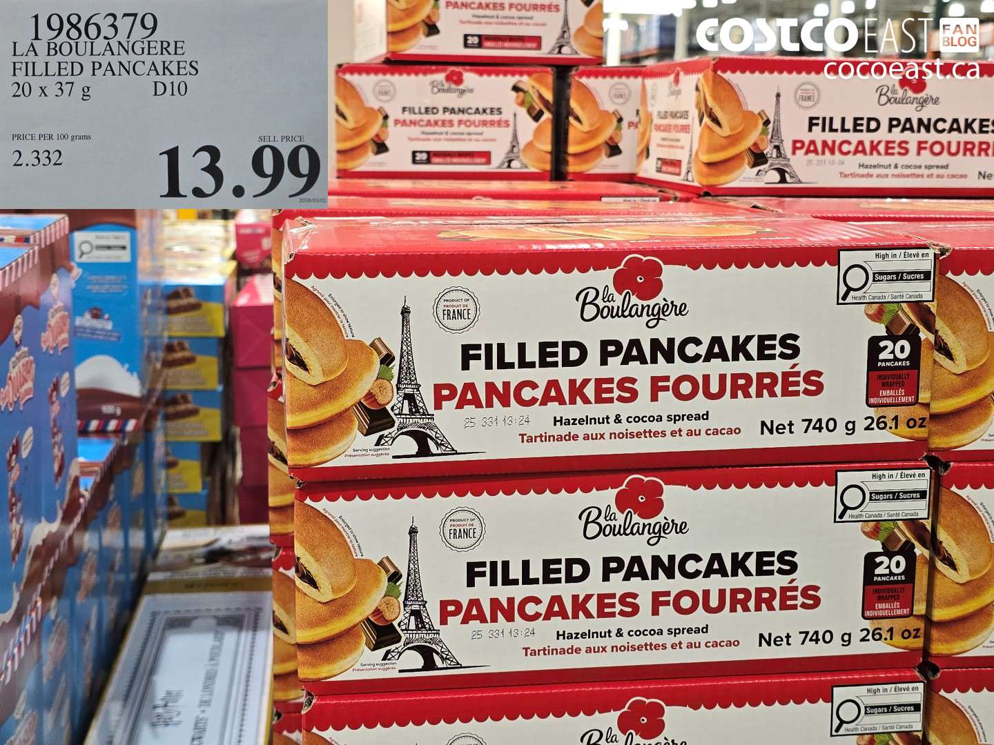 1986379 LA BOULANGERE FILLED PANCAKES 20 X 37 G $13.99