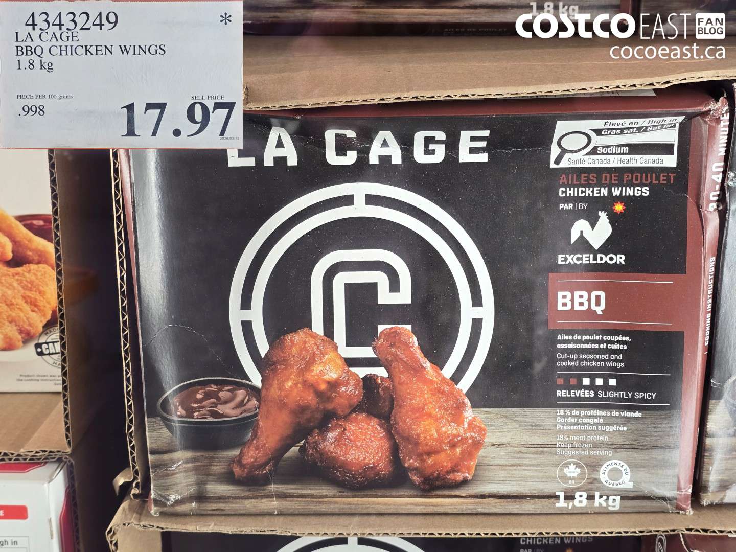 4343249 LA CAGE BBQ CHICKEN WINGS 1.8 KG $17.97