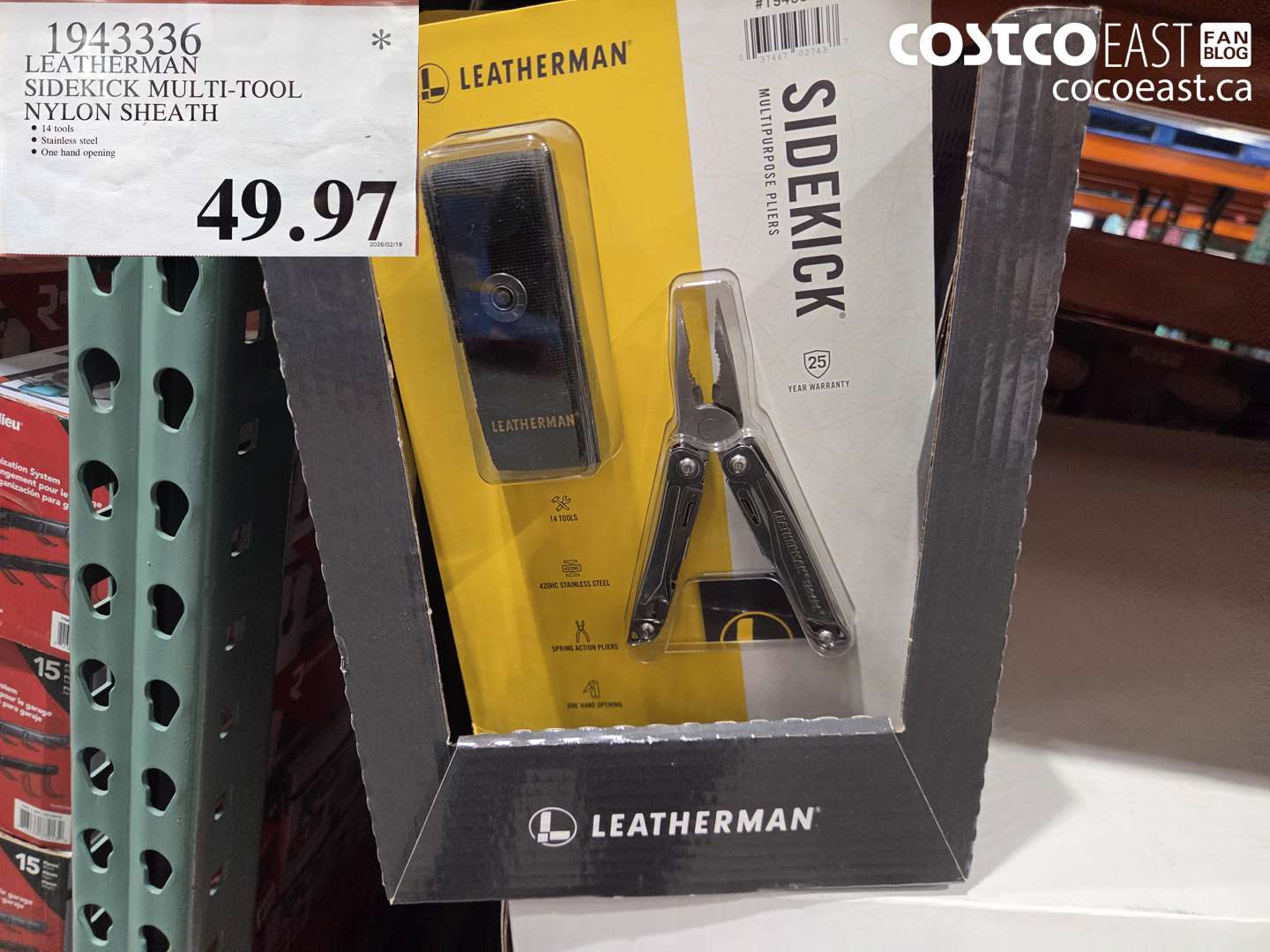 1943336 LEATHERMAN SIDEKICK MULTI-TOOL NYLON SHEATH $49.97