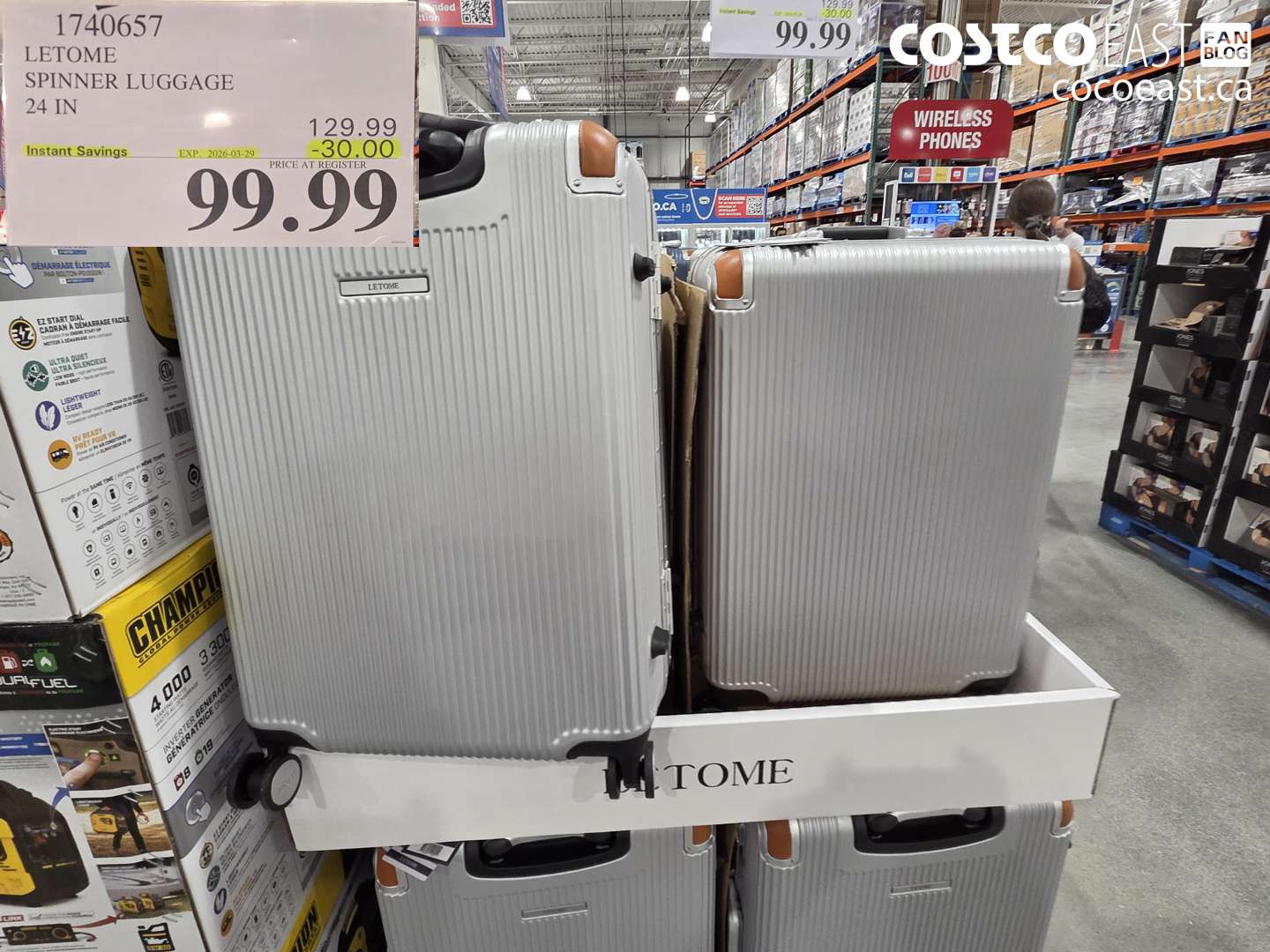 1740657 LETOME SPINNER LUGGAGE 24 IN ($30.00 INSTANT SAVINGS EXPIRES ON 2026-03-29) $99.99