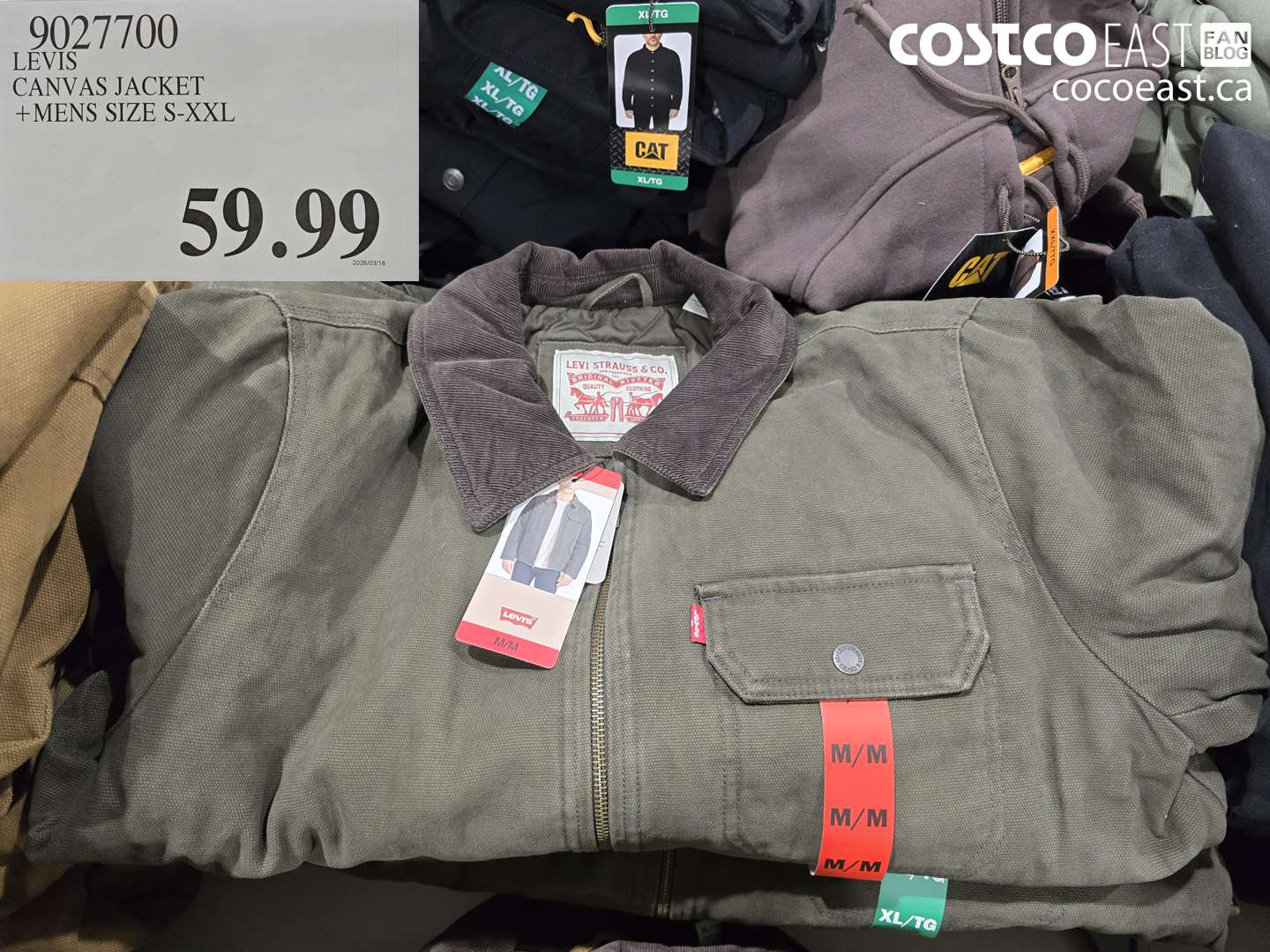 9027700 LEVIS CANVAS JACKET + MENS SIZE S-XXL $59.99