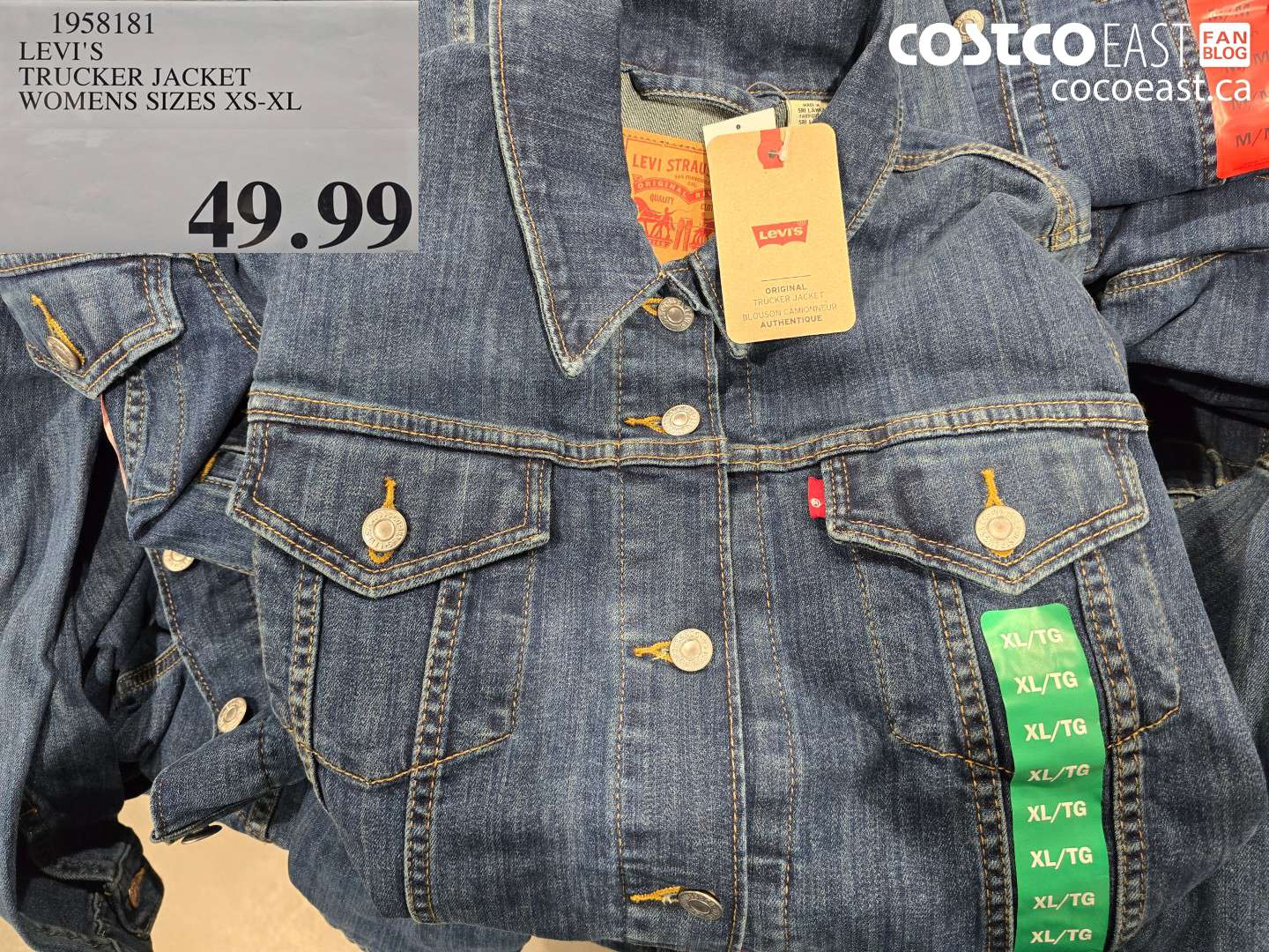 1958181 LEVI'S TRUCKER JACKET WOMENS SIZES XS-XL $49.99