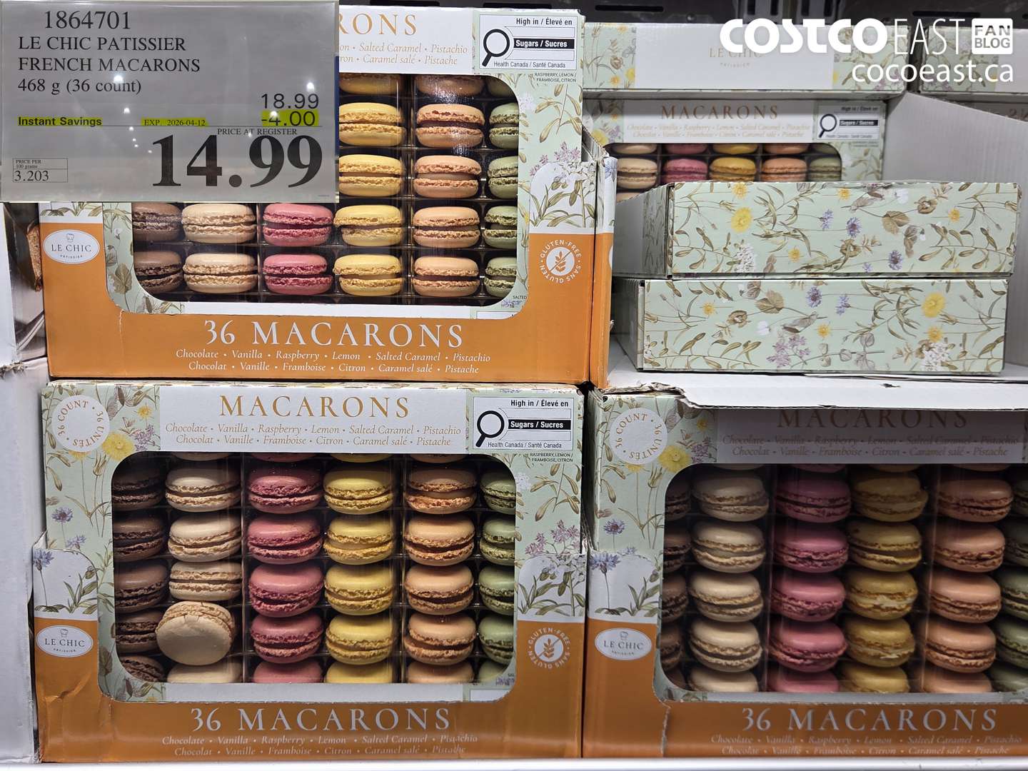 1864701 LE CHIC PATISSIER FRENCH MACARONS 468 G (36 COUNT) ($4.00 INSTANT SAVINGS EXPIRES ON 2026-04-12) $14.99
