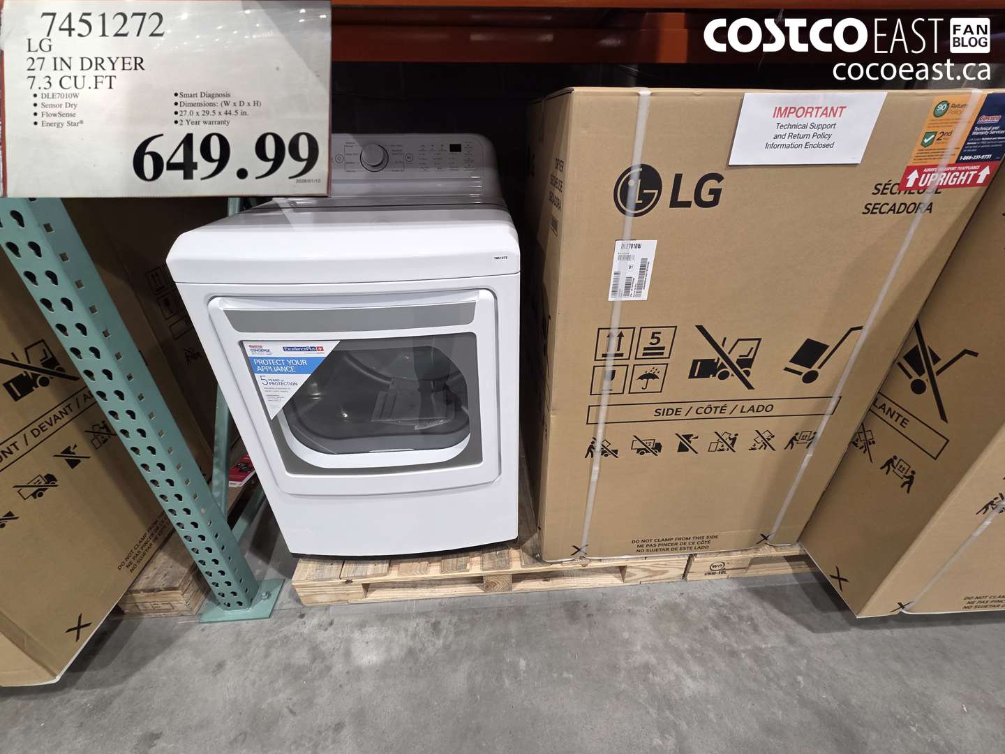 7451272 LG 27 IN DRYER 7.3 CU.FT $649.99