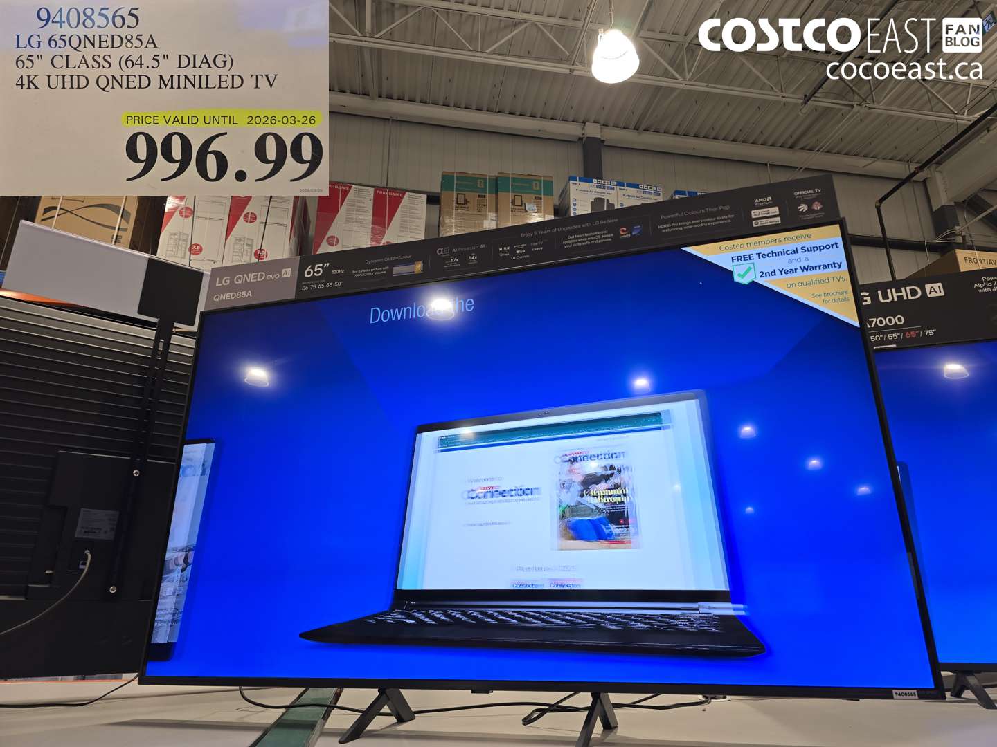 9408565 LG 65QNED85A 65 CLASS (64.5 DIAG) 4K UHD QNED MINILED TV $996.99