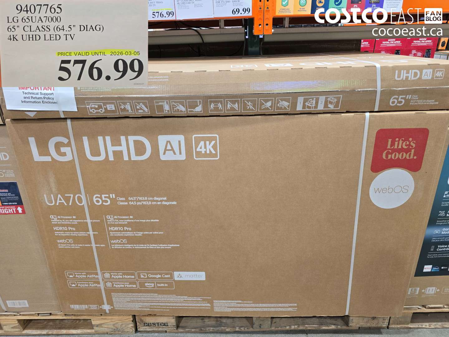 9407765 LG 65UA7000 65 CLASS (64.5 DIAG) 4K UHD LED TV $576.99