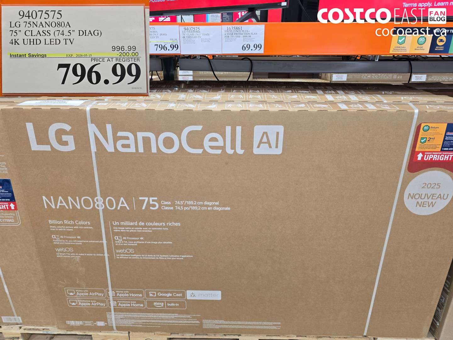 9407575 LG 75NANO80A 75 CLASS (74.5 DIAG) 4K UHD LED TV $796.99