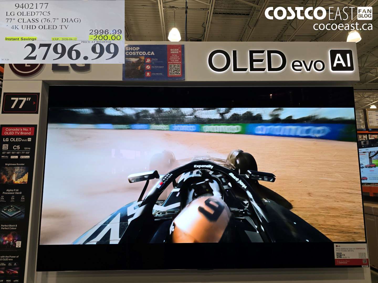 9402177 LG OLED77C5 77'' CLASS (76.7'' DIAG) 4K UHD OLED TV ($200.00 INSTANT SAVINGS EXPIRES ON 2026-04-12) $2796.99