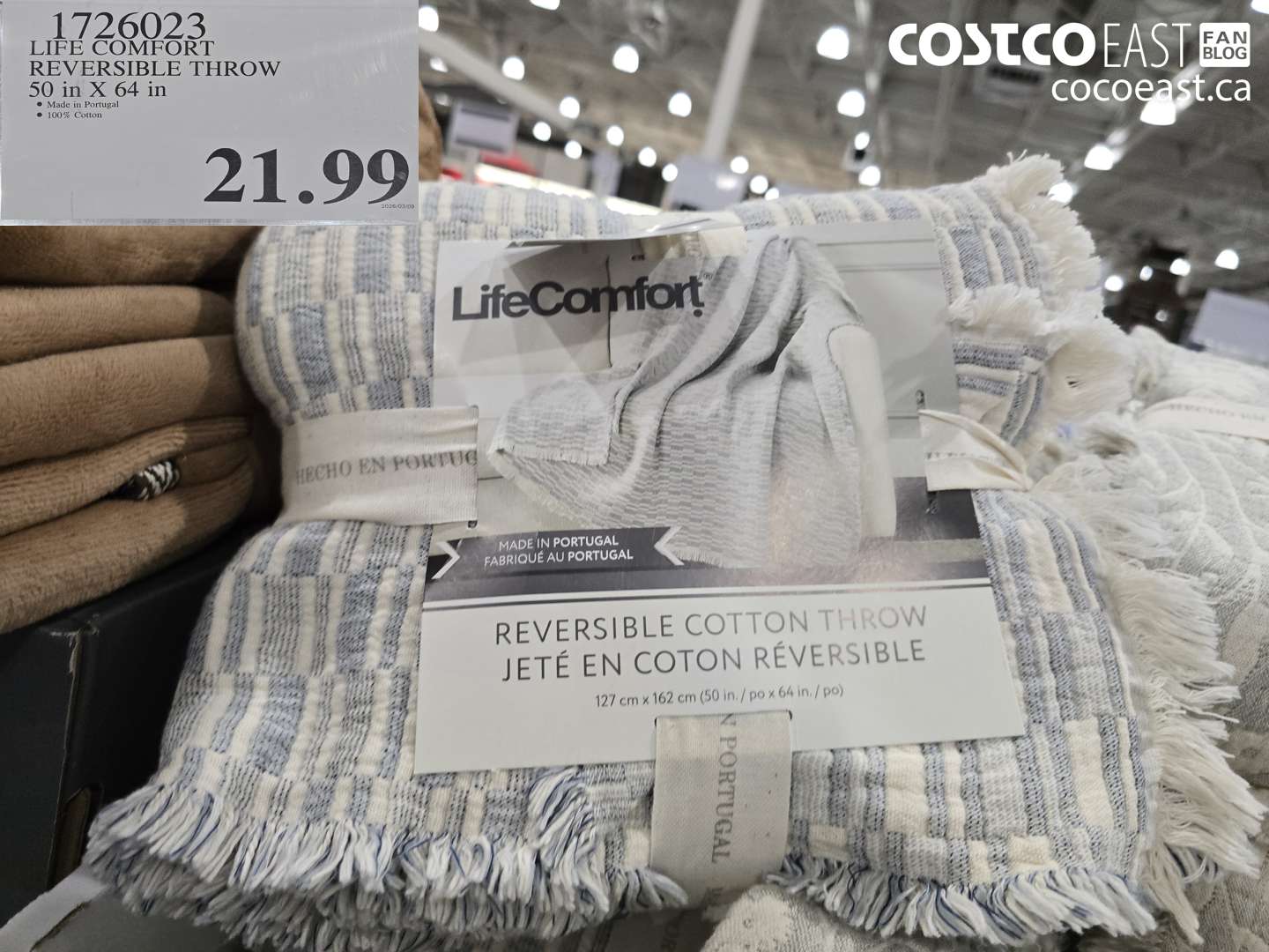 1726023 LIFE COMFORT REVERSIBLE THROW 50 IN X 64 IN $21.99