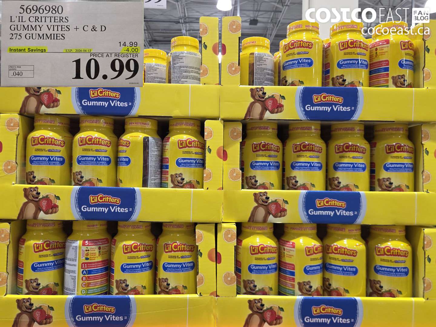5696980 L'IL CRITTERS GUMMY VITES + C&D 275 GUMMIES ($4.00 INSTANT SAVINGS EXPIRES ON 2026-04-12) $10.99