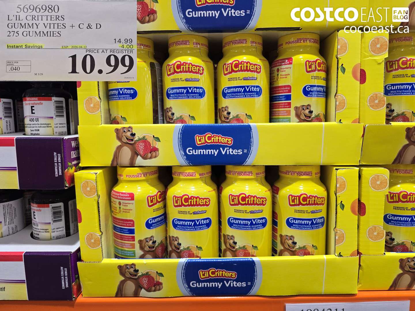 5696980 L'IL CRITTERS GUMMY VITES + C & D 275 GUMMIES ($4.00 INSTANT SAVINGS EXPIRES ON 2026-04-12) $10.99