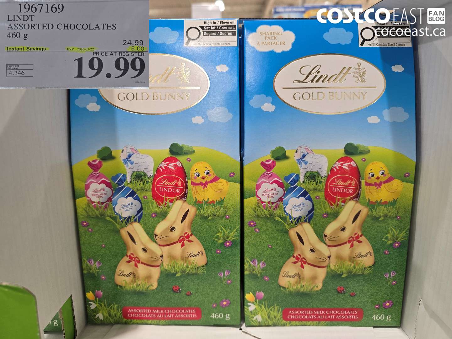 1967169 LINDT ASSORTED CHOCOLATES 460 G ($5.00 INSTANT SAVINGS EXPIRES ON 2026-03-22) $19.99