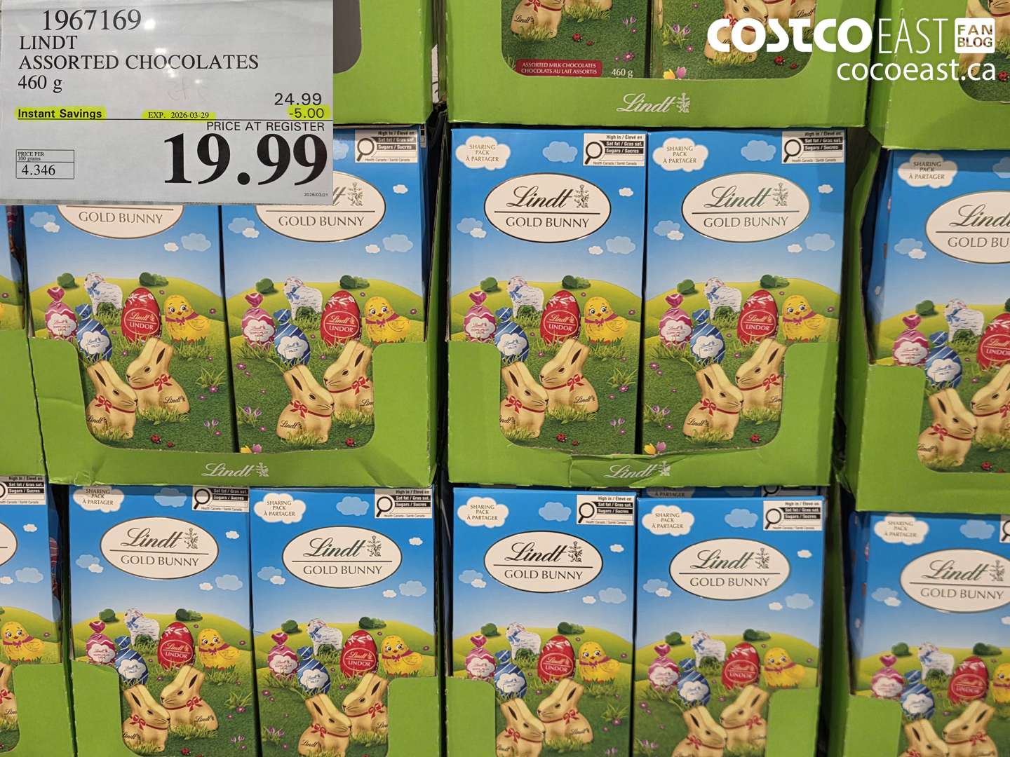 1967169 LINDT ASSORTED CHOCOLATES 460 G ($5.00 INSTANT SAVINGS EXPIRES ON 2026-03-29) $19.99