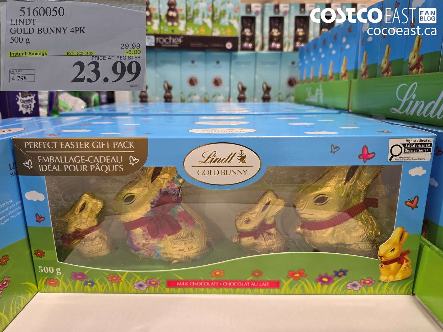 5160050 LINDT GOLD BUNNY 4PK 500 G ($6.00 INSTANT SAVINGS EXPIRES ON 2026-03-23) $23.99
