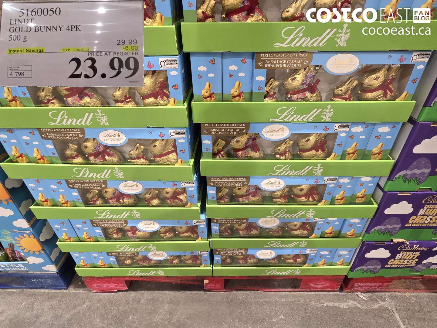 5160050 LINDT GOLD BUNNY 4PK 500 G ($6.00 INSTANT SAVINGS EXPIRES ON 2026-03-23) $23.99