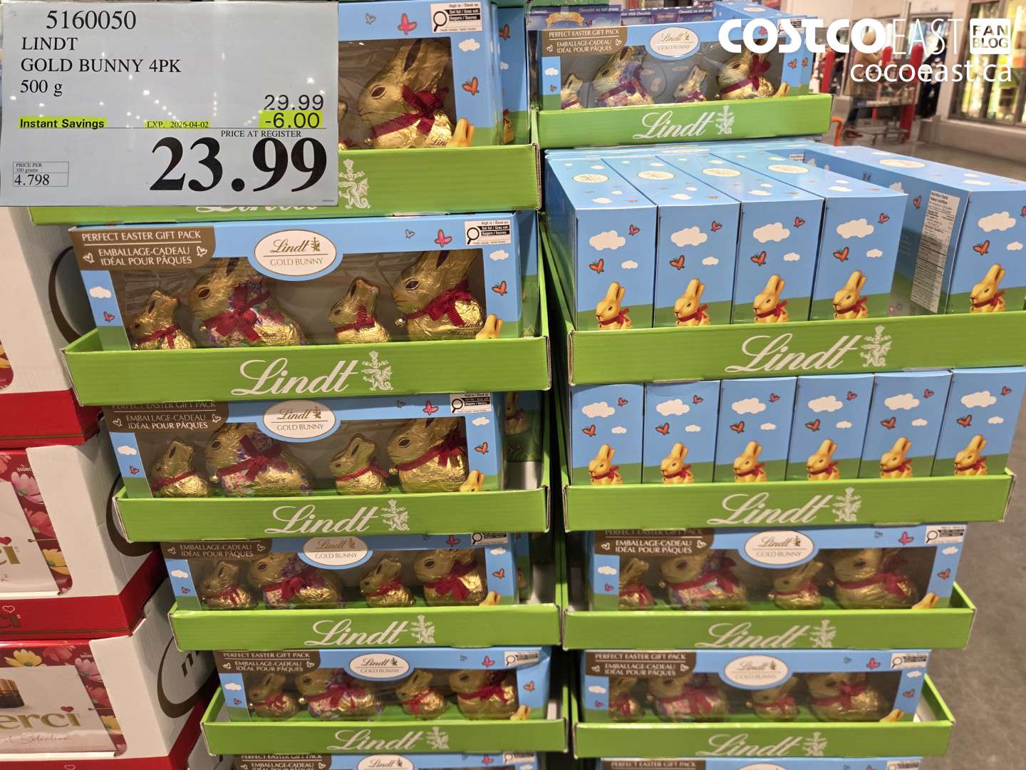 5160050 LINDT GOLD BUNNY 4PK 500 G ($6.00 INSTANT SAVINGS EXPIRES ON 2026-04-02) $23.99