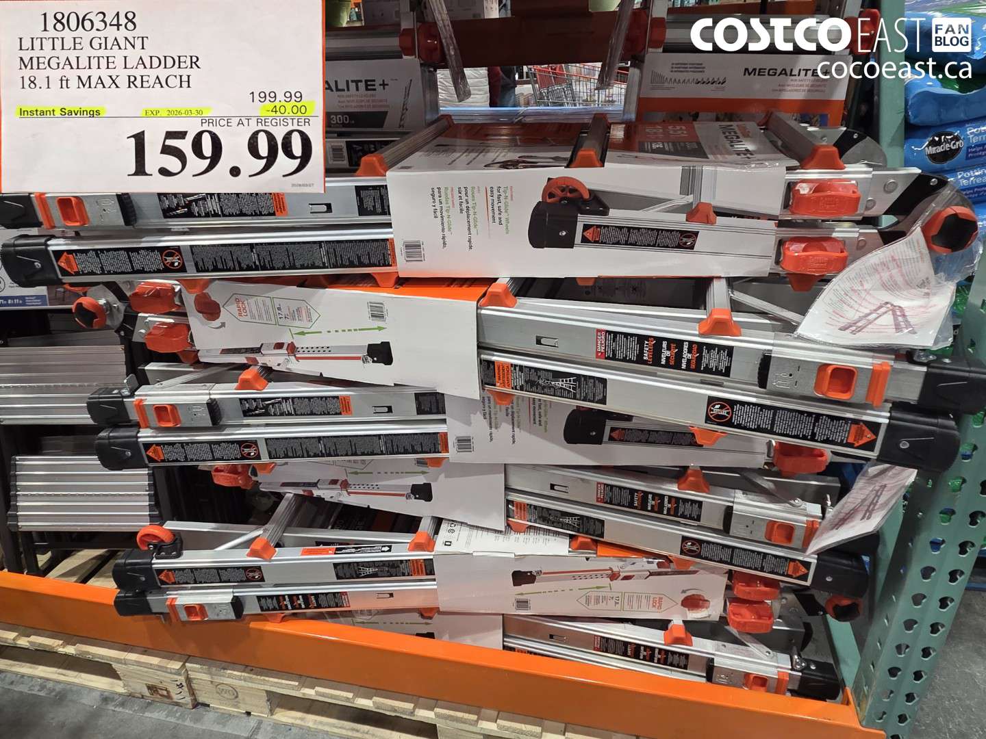 1806348 LITTLE GIANT MEGALITE LADDER 18.1 FT MAX REACH ($40.00 INSTANT SAVINGS EXPIRES ON 2026-03-30) $159.99