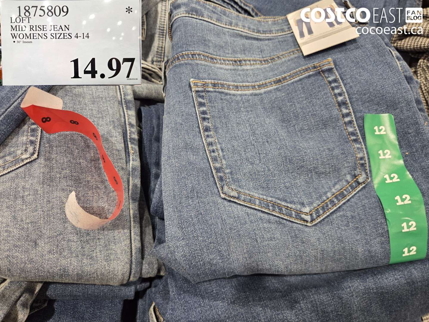 1875809 LOFT MID RISE JEAN WOMENS SIZES 4-14 $14.97