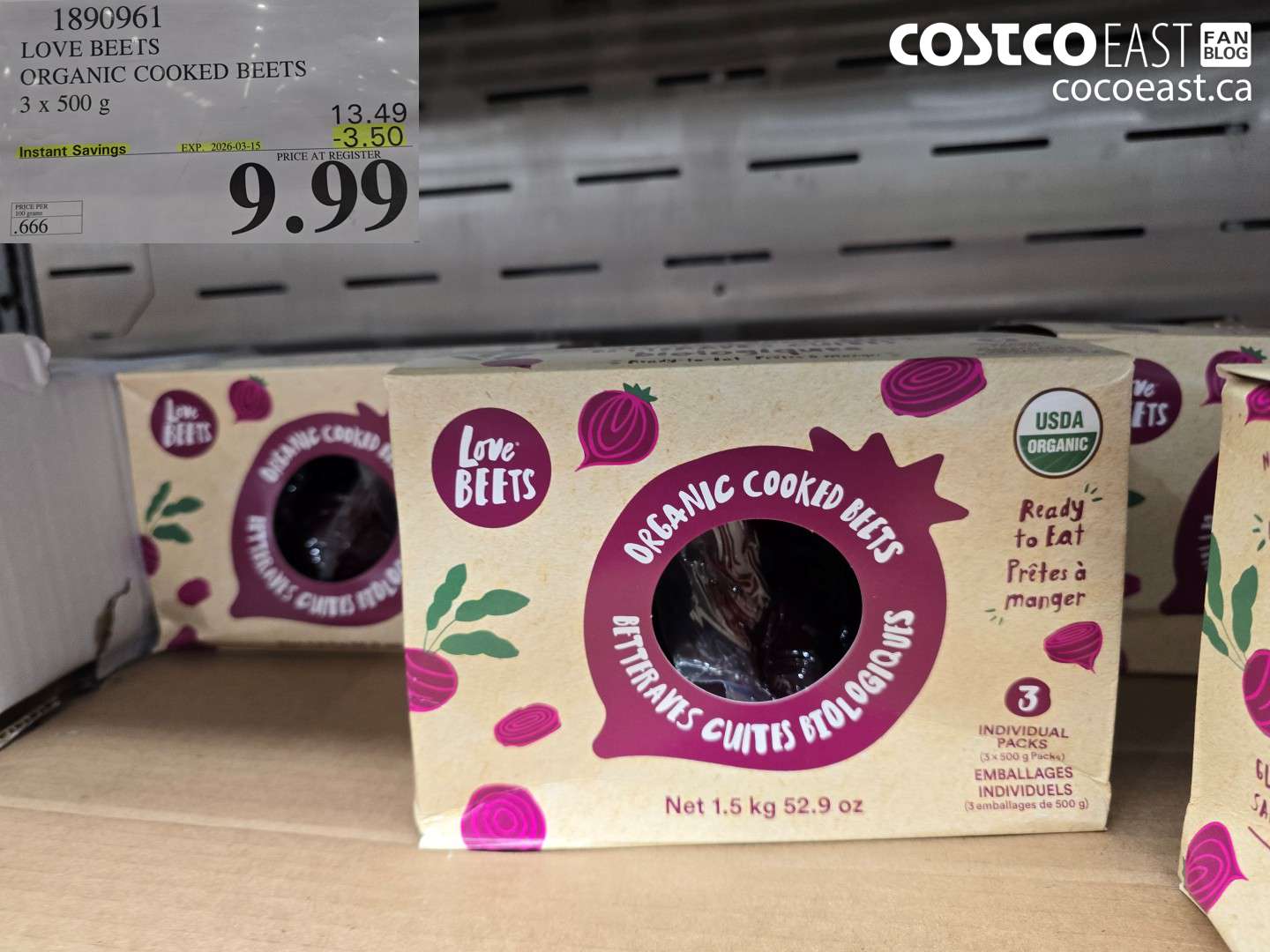1890961 LOVE BEETS ORGANIC COOKED BEETS ($3.50 INSTANT SAVINGS EXPIRES ON 2026-03-15) $9.99