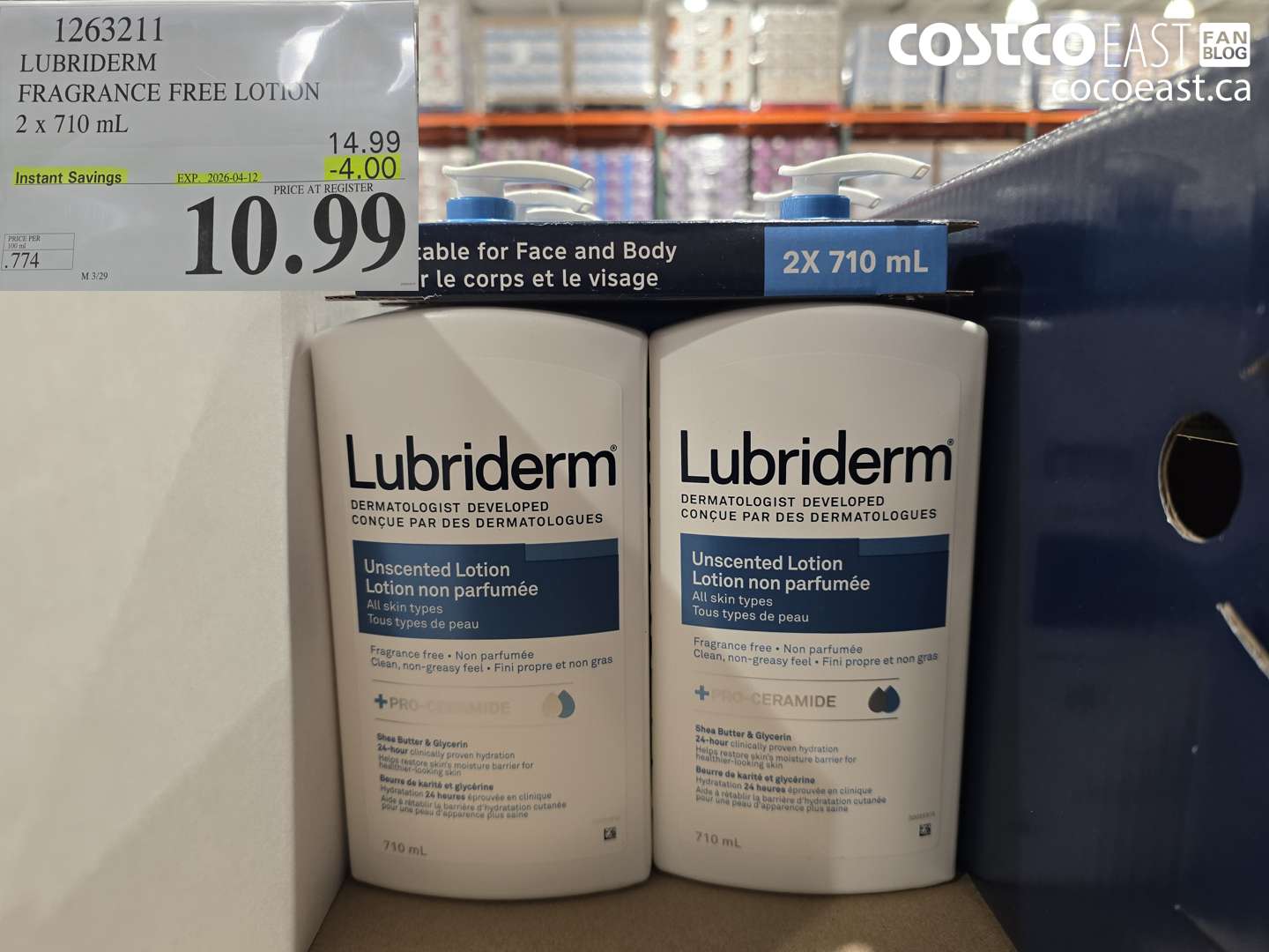 1263211 LUBRIDERM FRAGRANCE FREE LOTION 2 X 710 ML ($4.00 INSTANT SAVINGS EXPIRES ON 2026-04-12) $10.99
