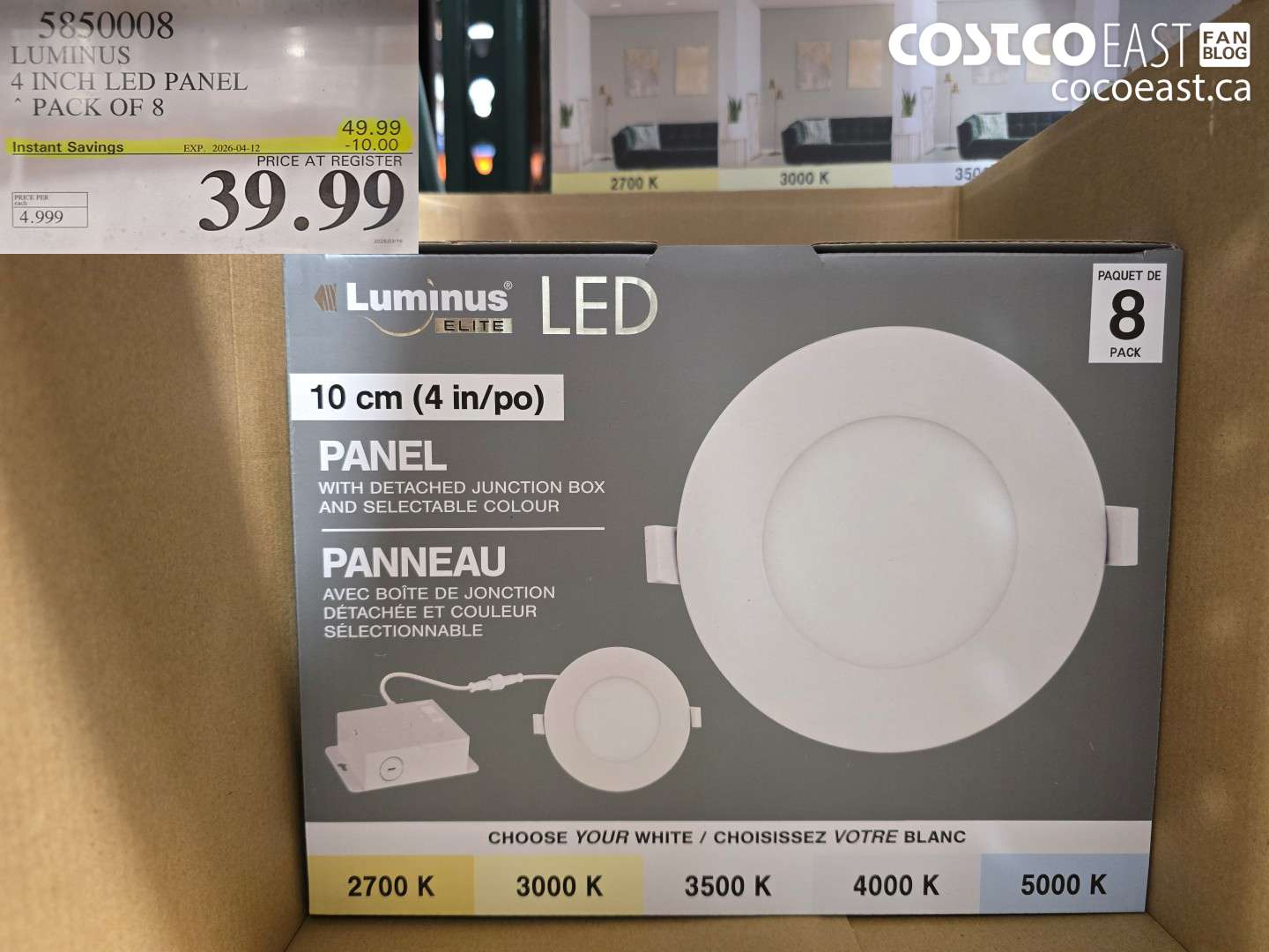 585008 LUMINUS 4 INCH LED PANEL PACK OF 8 ($10.00 INSTANT SAVINGS EXPIRES ON 2026-04-12) $39.99