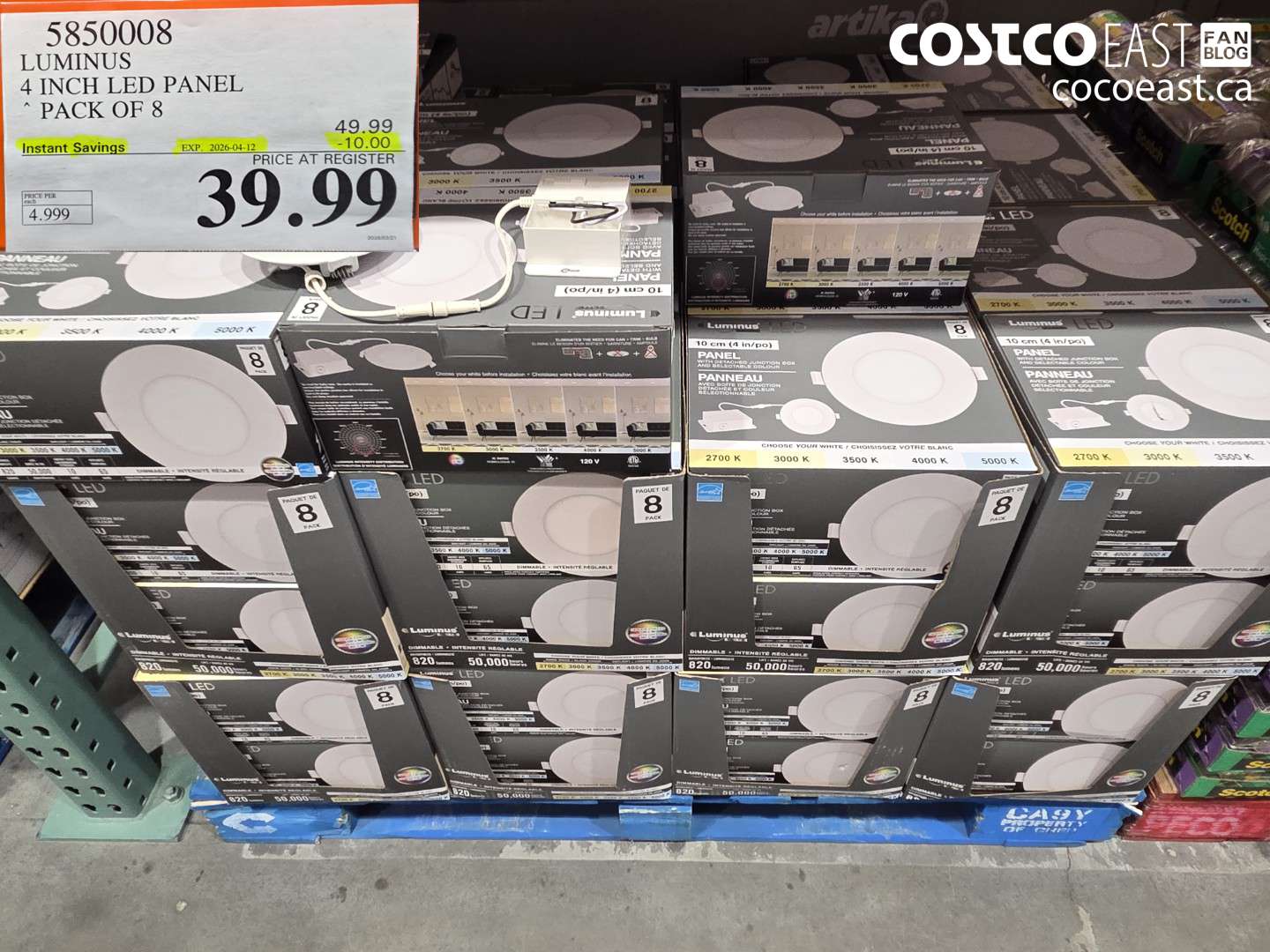 5850008 LUMINUS 4 INCH LED PANEL PACK OF 8 ($10.00 INSTANT SAVINGS EXPIRES ON 2026-04-12) $39.99