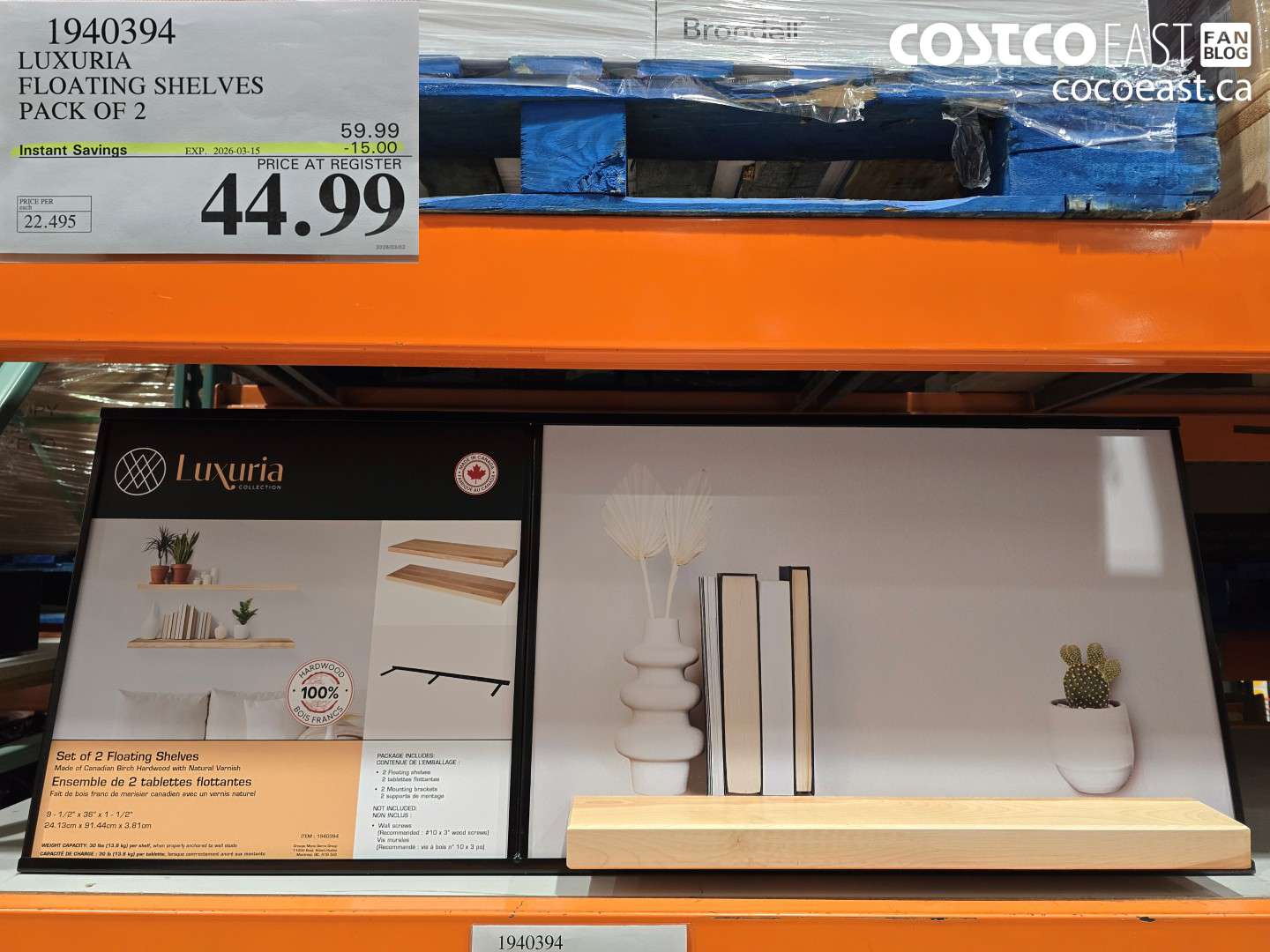 1940394 LUXURIA FLOATING SHELVES PACK OF 2 ($15.00 INSTANT SAVINGS EXPIRES ON 2026-03-15) $44.99