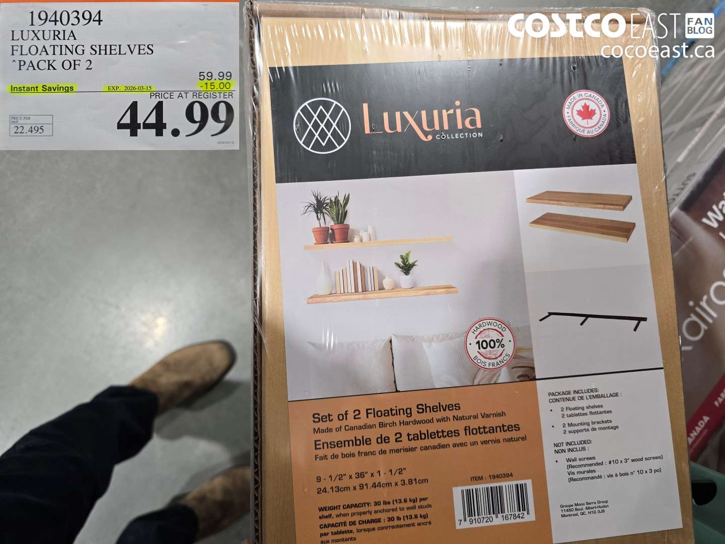 1940394 LUXURIA FLOATING SHELVES PACK OF 2 ($15.00 INSTANT SAVINGS EXPIRES ON 2026-03-15) $44.99