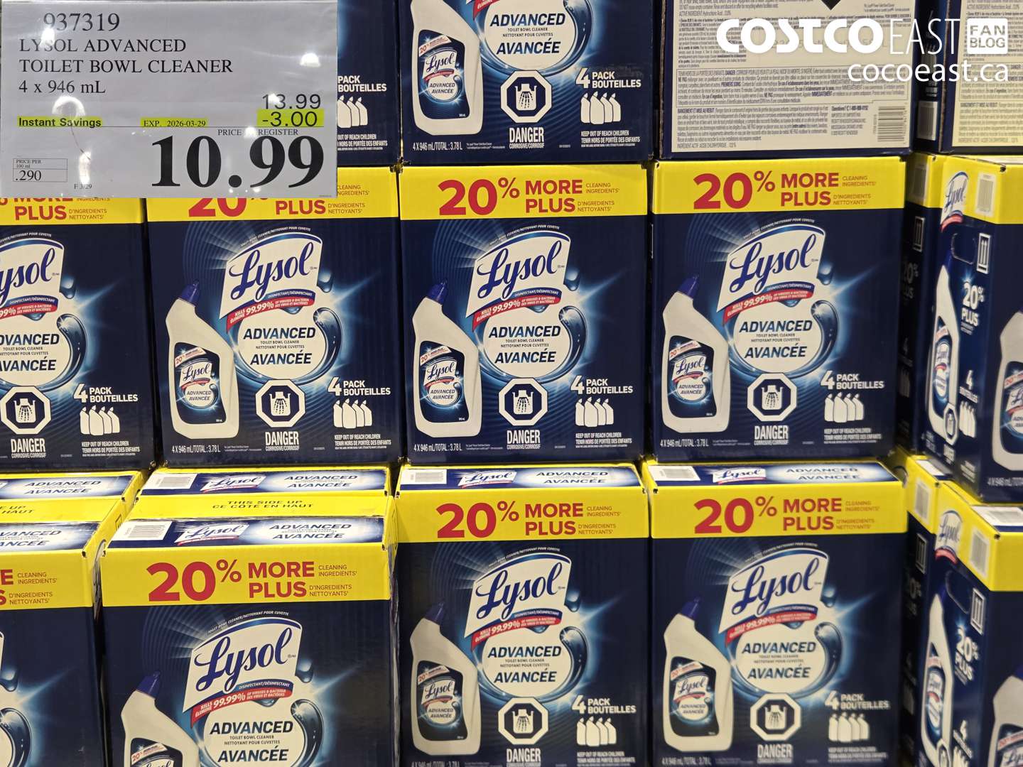 937319 LYSOL ADVANCED TOILET BOWL CLEANER 4 X 946 ML ($3.00 INSTANT SAVINGS EXPIRES ON 2026-03-29) $10.99