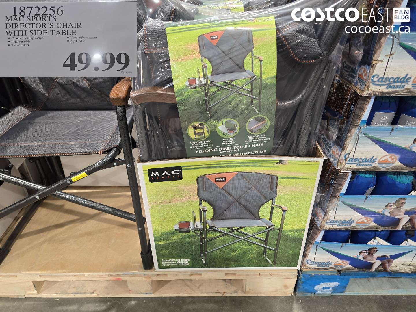 1872256 MAC SPORTS DIRECTOR'S CHAIR WITH SIDE TABLE $49.99