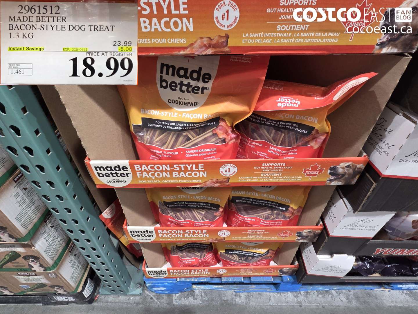 2961512 MADE BETTER BACON-STYLE DOG TREAT 1.3 KG ($5.00 INSTANT SAVINGS EXPIRES ON 2026-04-12) $18.99