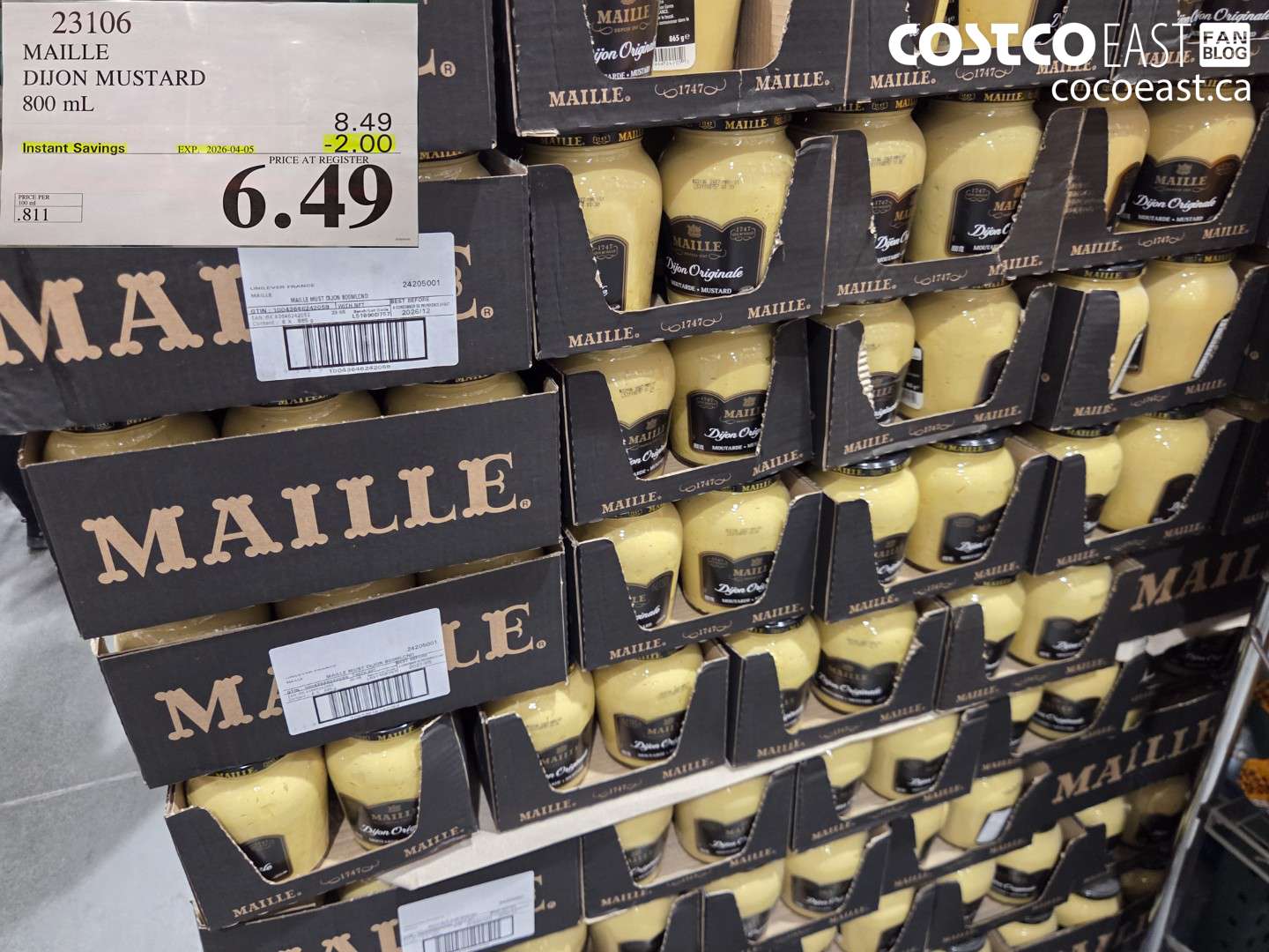 23106 MAILLE DIJON MUSTARD 800 ML ($2.00 INSTANT SAVINGS EXPIRES ON 2026-04-05) $6.49