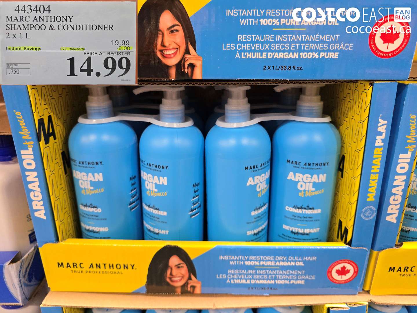 443404 MARC ANTHONY SHAMPOO & CONDITIONER 2 X 1 L ($5.00 INSTANT SAVINGS EXPIRES ON 2026-03-29) $14.99