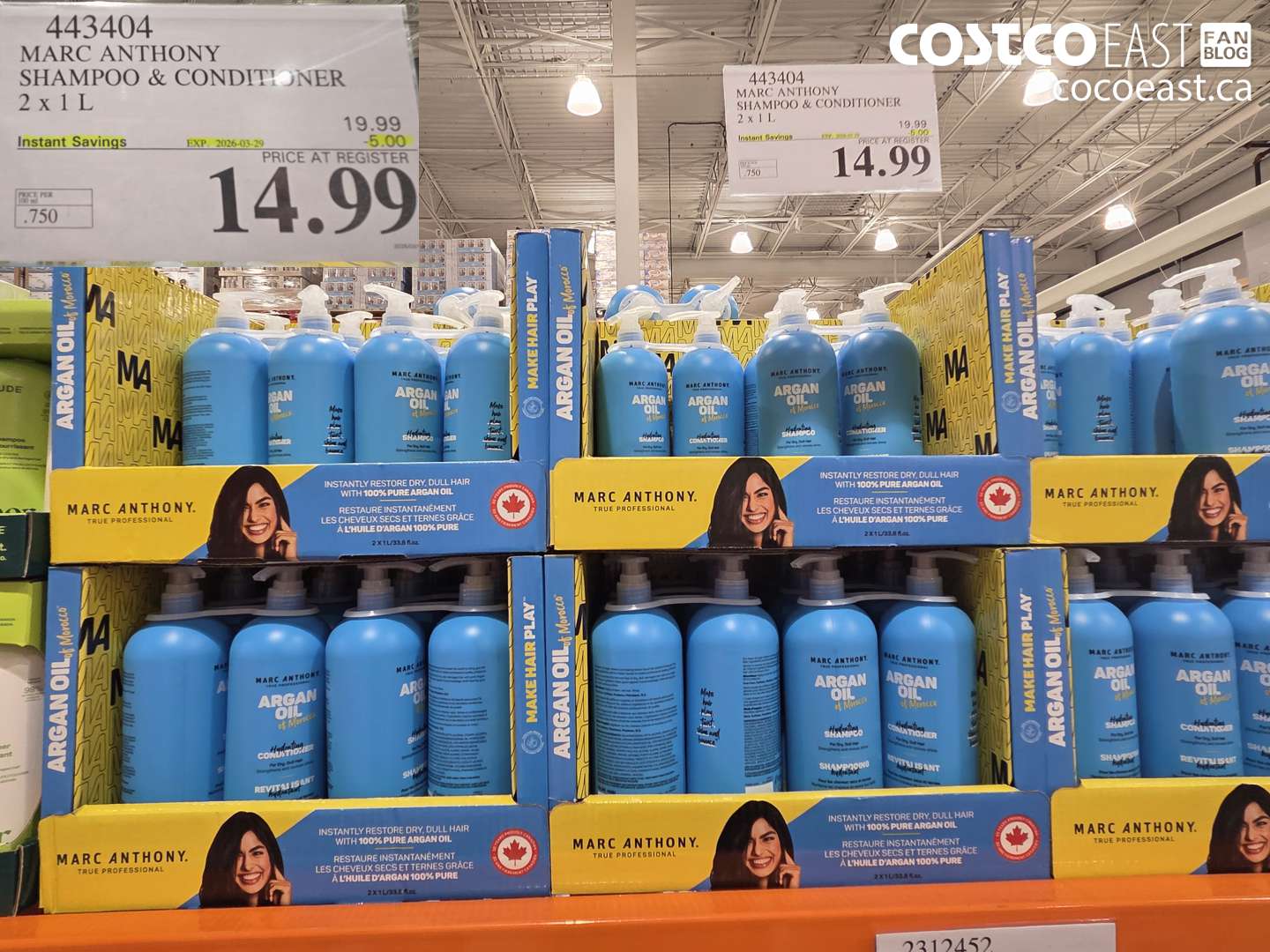 443404 MARC ANTHONY SHAMPOO & CONDITIONER 2 X 1 L ($5.00 INSTANT SAVINGS EXPIRES ON 2026-03-29) $14.99