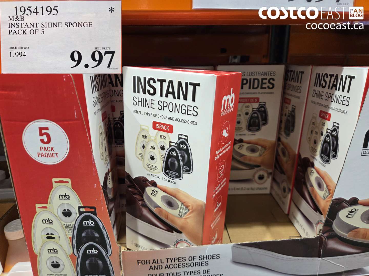 1954195 M&B INSTANT SHINE SPONGE PACK OF 5 $9.97