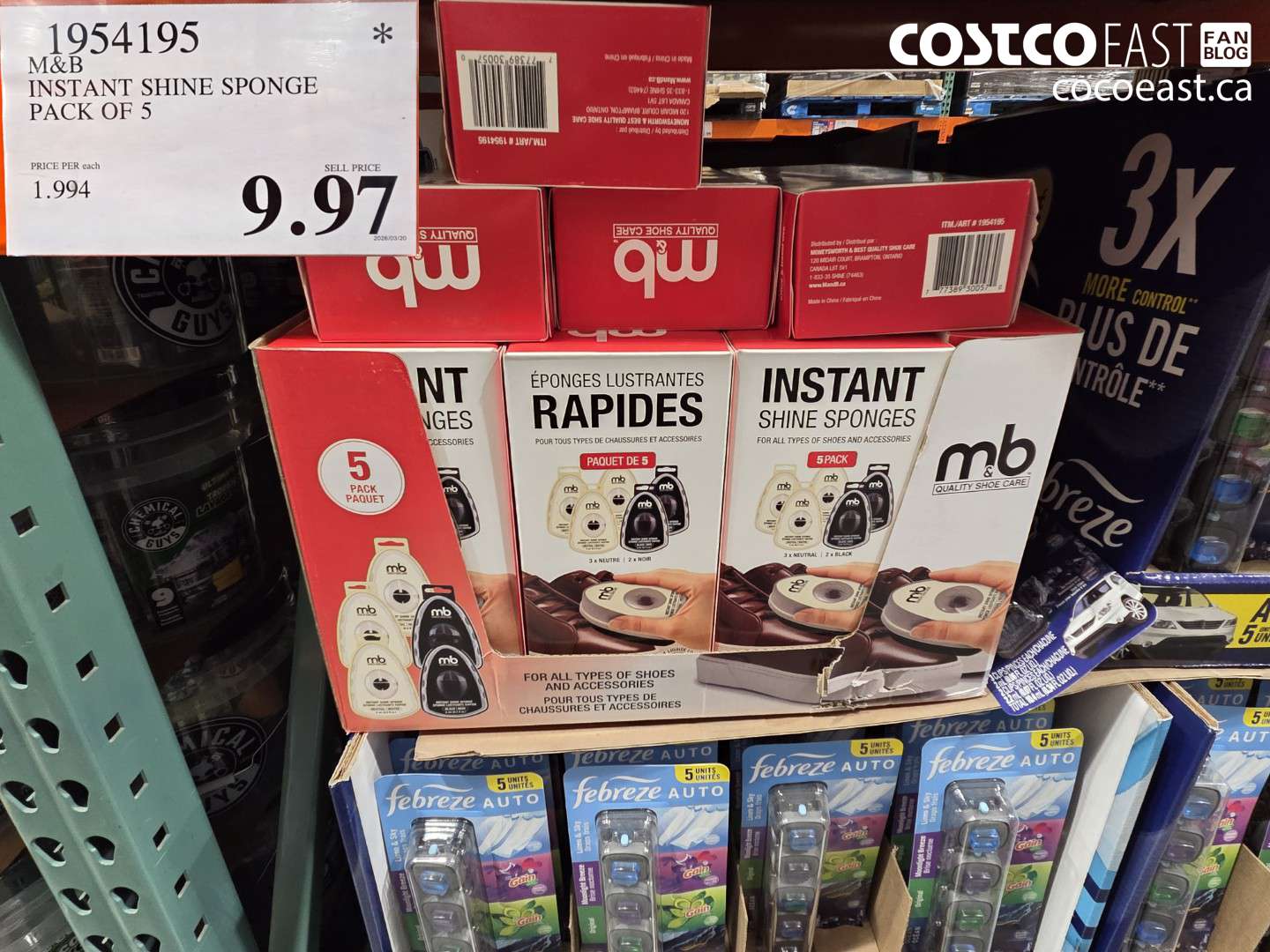 1954195 M&B INSTANT SHINE SPONGE PACK OF 5 $9.97